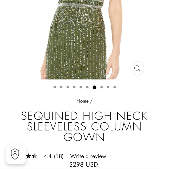 Mac Duggal NWT Sequined High Neck Sleeveless Column Gown Olive Green Sz 6 93603 - Picture 16 of 16